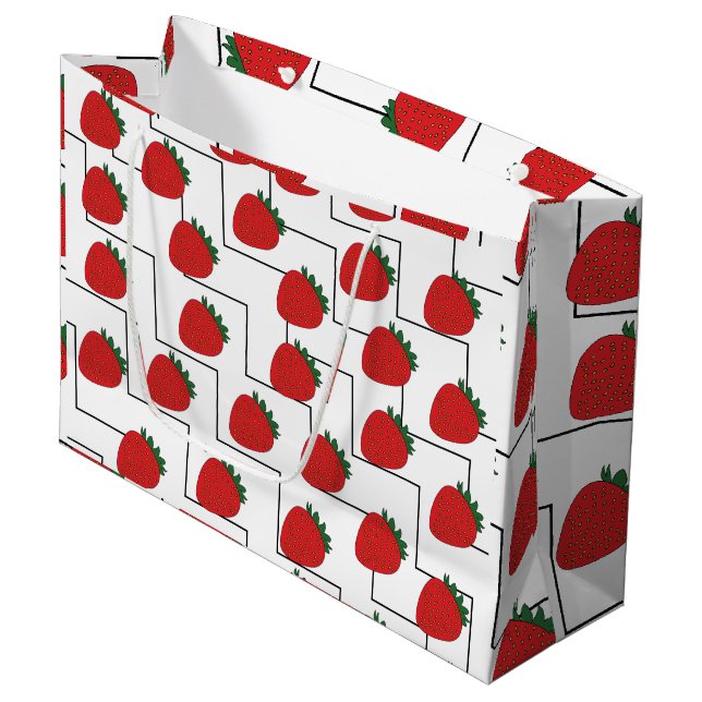 Bolsa De Regalo Grande Rayas de Chevron de Fresa (Angulo Anverso)