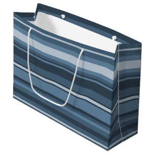 Bolsa De Regalo Grande Rayas de color gris-azul