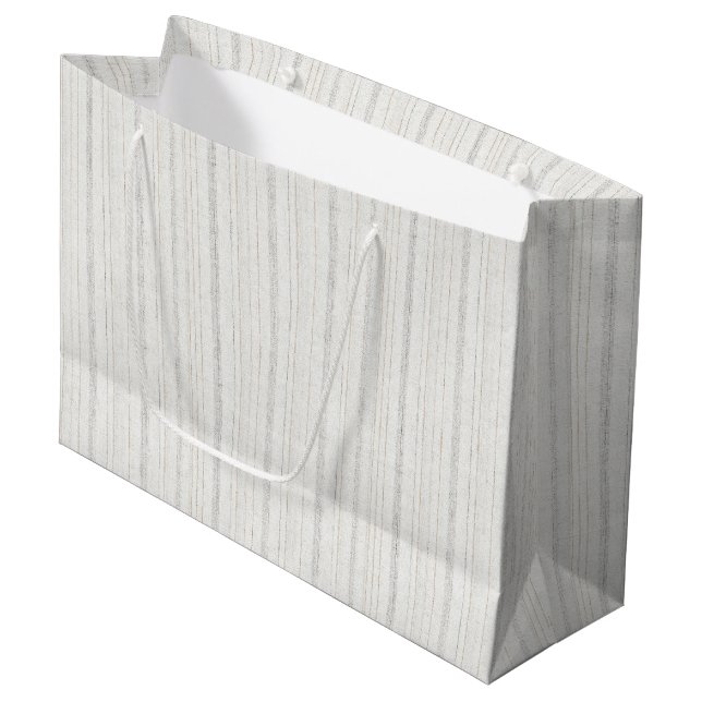 Bolsa De Regalo Grande Rayas de Crema Blanca Chic  (Angulo Anverso)