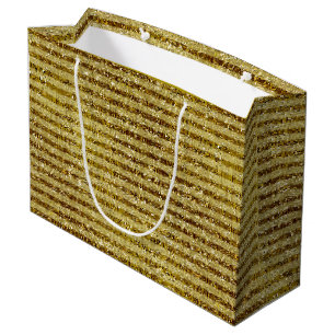 Bolsa De Regalo Grande Rayas del purpurina del oro