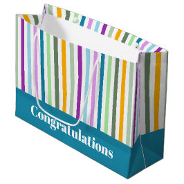 Bolsa De Regalo Grande Rayas felices texto personalizado multicolor 