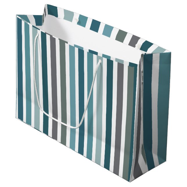Bolsa De Regalo Grande Rayas Gris Azul (Angulo Anverso)