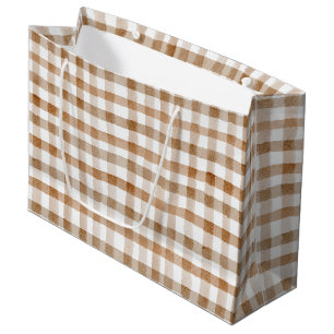 Bolsa De Regalo Grande Rayas Marrones Crema Cuadros Tan Cumpleaños