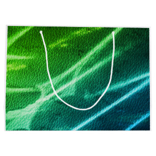 Bolsa De Regalo Grande Rayas modernas NEON azul verde