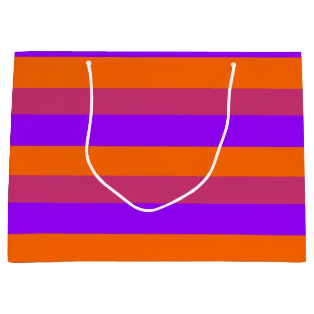 Bolsa De Regalo Grande Rayas moradas, Naranjas y rosas (Anverso)