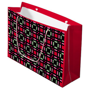 Bolsa De Regalo Grande Rayas negras rojas de yeso geométrico