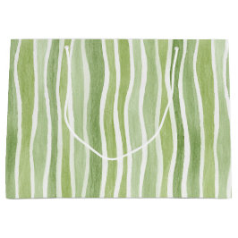 Bolsa De Regalo Grande Rayas Onduladas de Crema Verde Lima