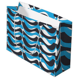 Bolsa De Regalo Grande Rayas onduladas gris azul