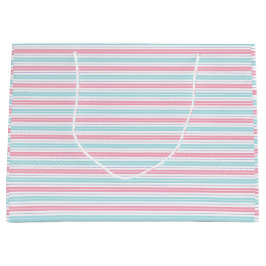 Bolsa De Regalo Grande Rayas pastel rosas y azules