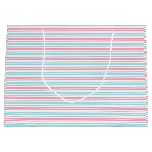 Bolsa De Regalo Grande Rayas pastel rosas y azules (Anverso)