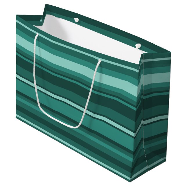 Bolsa De Regalo Grande rayas verde azuladas (Angulo Anverso)