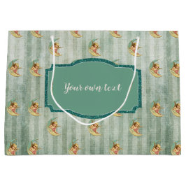 Bolsa De Regalo Grande Rayas verdes angulares vintage Sage