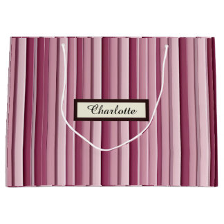 Bolsa De Regalo Grande Rayas verticales mauve rosadas personalizadas mode