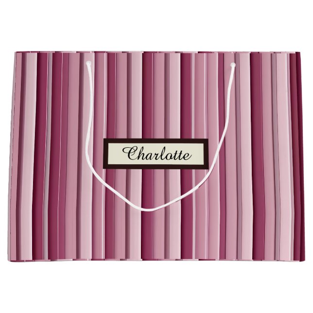 Bolsa De Regalo Grande Rayas verticales mauve rosadas personalizadas mode (Anverso)