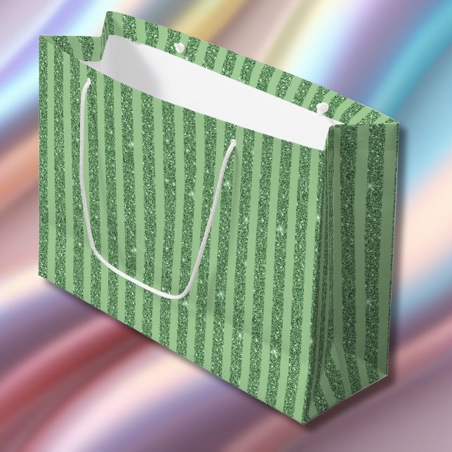 Bolsa De Regalo Grande Rayas Verticales Simples de Brillo en Verde Bosque (Subido por el creador)