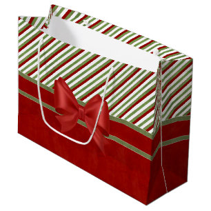 Bolsa De Regalo Grande Rayas y arco del caramelo del rojo rico