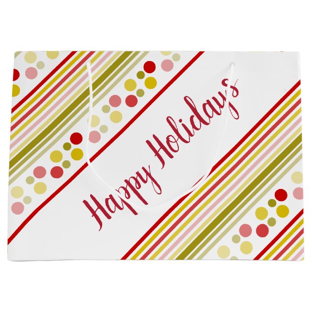 Bolsa De Regalo Grande Rayas Y Puntos De Polka (Anverso)