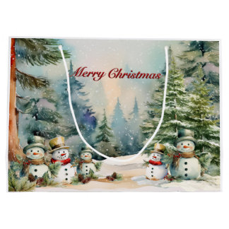 Bolsa De Regalo Grande Recuerdos del Bosque Helado: Muñeco de Nieve y Pin