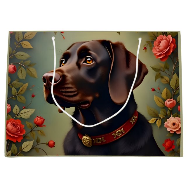 Bolsa De Regalo Grande Recuperación de Labrador de chocolate (Anverso)