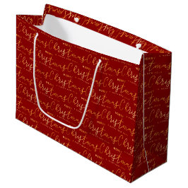 Bolsa De Regalo Grande Red and Gold Merry Christmas Word Art