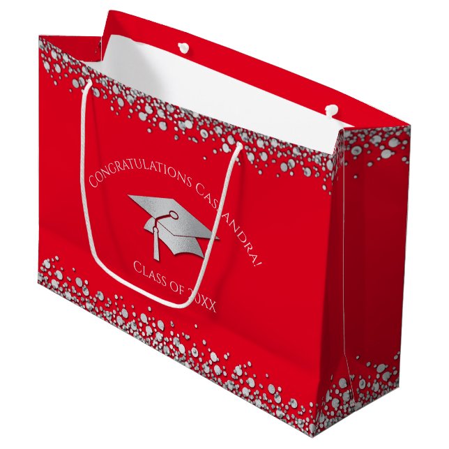 Bolsa De Regalo Grande Red and Silver Graduation (Angulo Anverso)