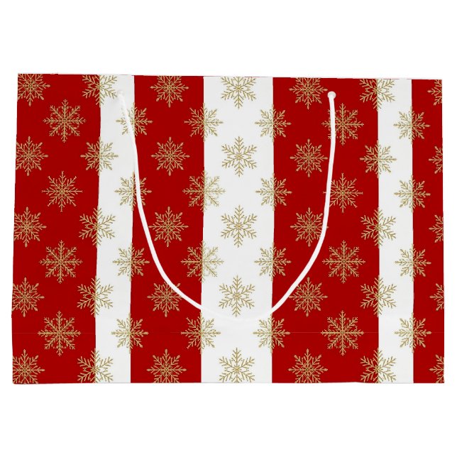 Bolsa De Regalo Grande Red And White Striped Holiday (Reverso)