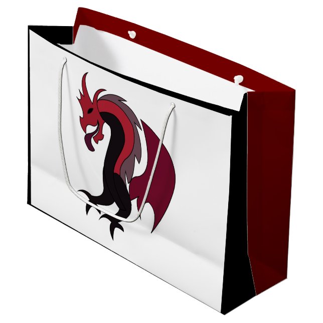 Bolsa De Regalo Grande Red Black Dragon Mythical Creature (Angulo Anverso)