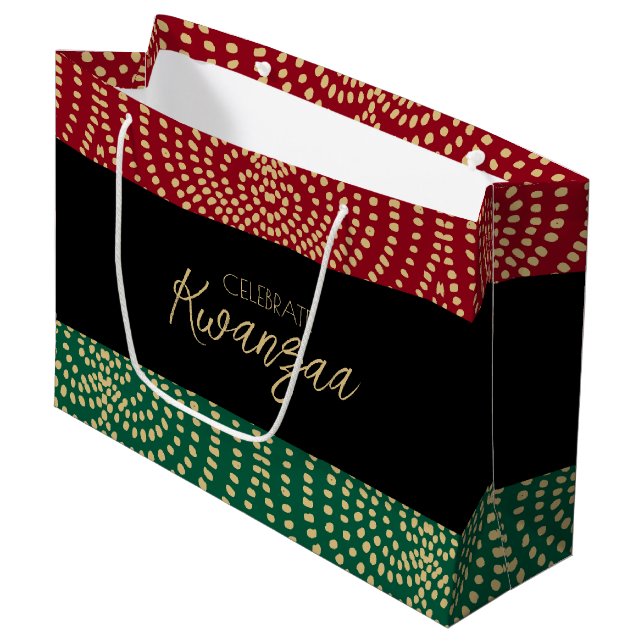 Bolsa De Regalo Grande Red Black Green Gold Kwanzaa (Angulo Anverso)