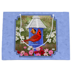 Bolsa De Regalo Grande Red Cardinals Bird House Flower Garden