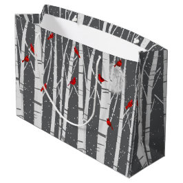 Bolsa De Regalo Grande Red Cardinals In Birch Trees In Moonlight