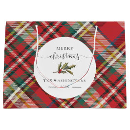 Bolsa De Regalo Grande Red Check Rustic Merry Christmas Farmhouse