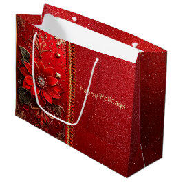 Bolsa De Regalo Grande Red Flower Holiday Gift Bag