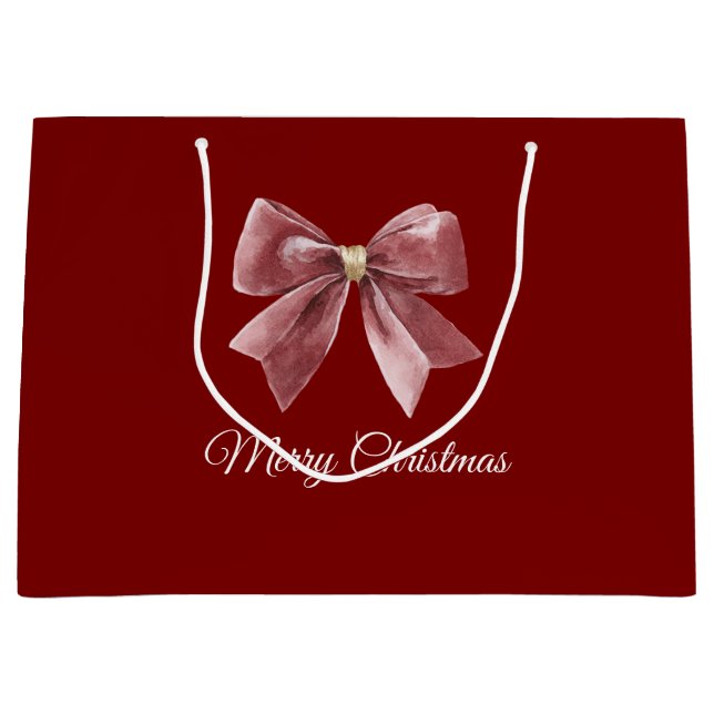 Bolsa De Regalo Grande Red Gold Bow Christmas (Anverso)