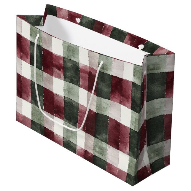 Bolsa De Regalo Grande Red Green Plaid Stripes Rusos Navidades (Angulo Anverso)