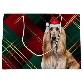 Bolsa De Regalo Grande Red Plaid Afghan Hound Dog Lover Holiday