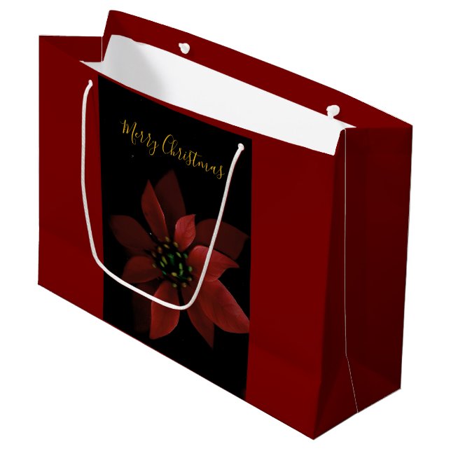 Bolsa De Regalo Grande Red Poinsettia Red Large Gift Bag  (Angulo Anverso)