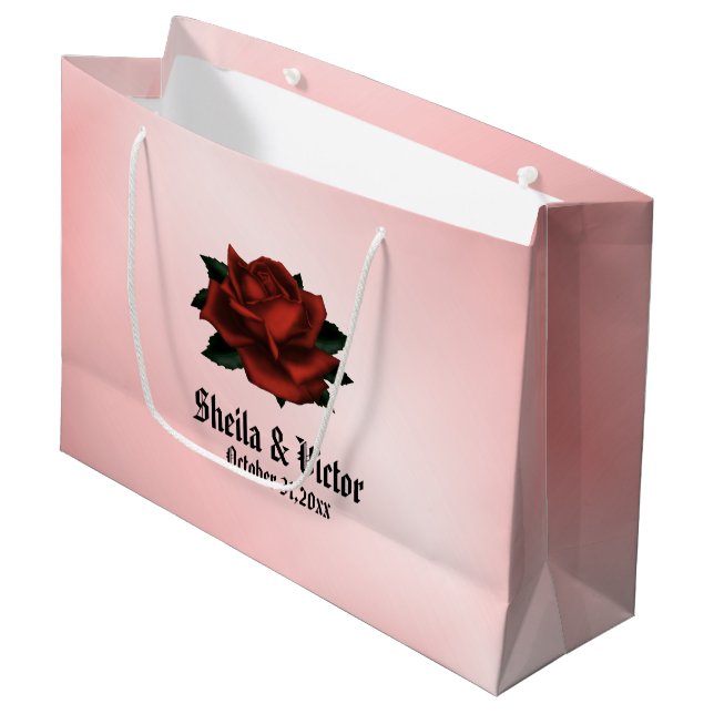 Bolsa De Regalo Grande Red Rose Gothic Boda Personal (Angulo Anverso)