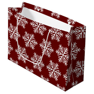 Bolsa De Regalo Grande Red White Modern Snowflake Christmas Pattern 
