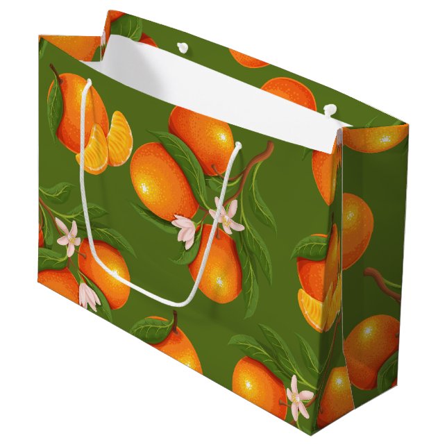 Bolsa De Regalo Grande Refrescamiento del patrón de Naranjas grandes (Angulo Anverso)