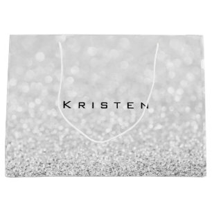 Bolsa De Regalo Grande Regalo blanco de plata gris Kristen del favor del
