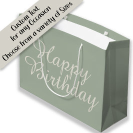 Bolsa De Regalo Grande Regalo de cumpleaños feliz de White Sage Green