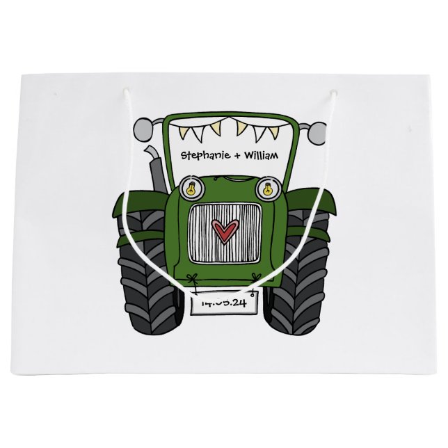 Bolsa De Regalo Grande Regalo de matrimonio de campo de Green Tractor per (Anverso)