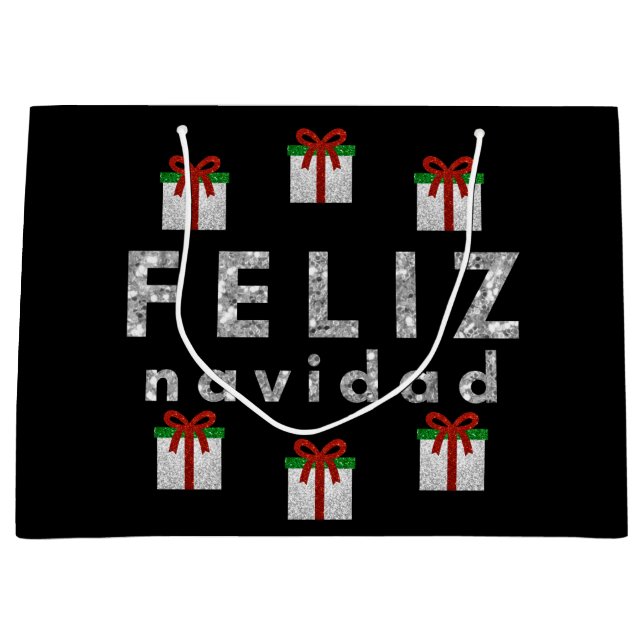 Bolsa De Regalo Grande Regalo de Navidades purpurinas (Anverso)