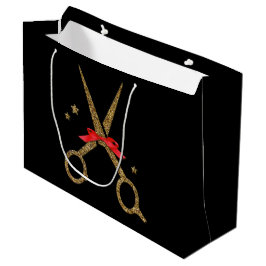 Bolsa De Regalo Grande Regalo de tijeras de purpurina doradas de pelo gra