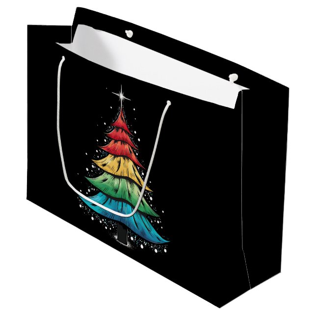 Bolsa De Regalo Grande Regalos de árbol de navidad gay con la bandera arc (Angulo Anverso)