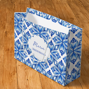 Bolsa De Regalo Grande Regalos de dama de honor de Italia Tejas azules pe