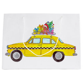 Bolsa De Regalo Grande Regalos de Navidades de taxi amarillo de Nueva Yor
