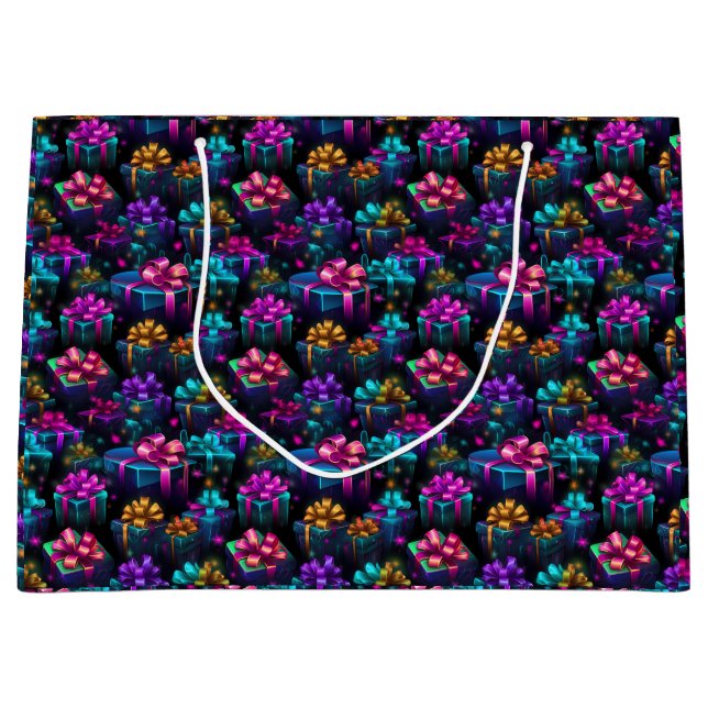 Bolsa De Regalo Grande Regalos de Navidades neones (Anverso)