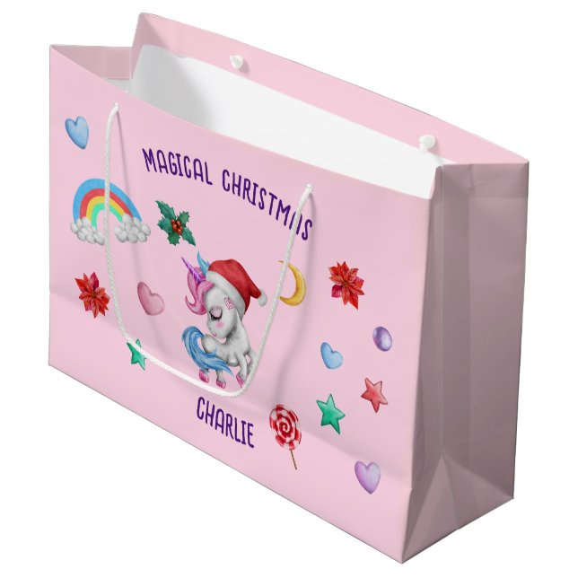 Bolsa De Regalo Grande Regalos de unicornio envolviendo festividades mági (Angulo Anverso)