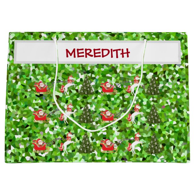 Bolsa De Regalo Grande Regalos navideños de unicornio en Santa Claus (Anverso)